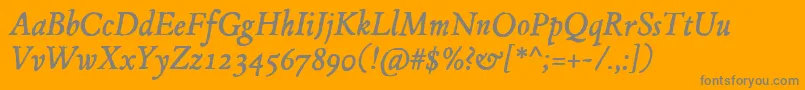 Fonte JMH Espinosa Italic – fontes cinzas em um fundo laranja