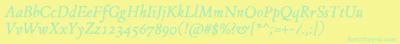 JMH Espinosa Italic Font – Green Fonts on Yellow Background
