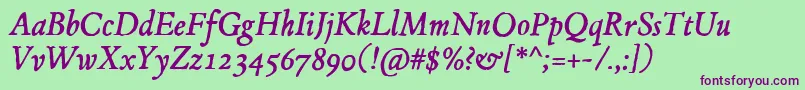 JMH Espinosa Italic Font – Purple Fonts on Green Background