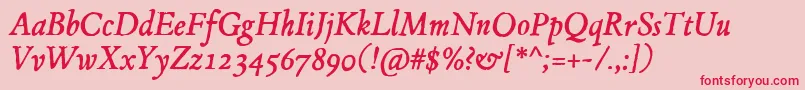 JMH Espinosa Italic Font – Red Fonts on Pink Background