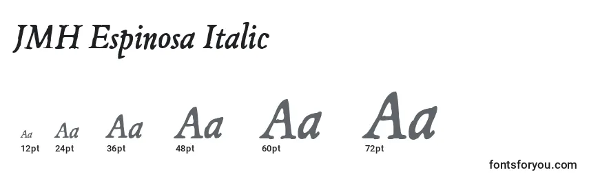 Größen der Schriftart JMH Espinosa Italic (130892)