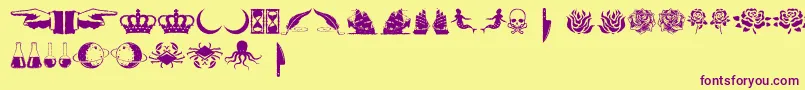 JMH Espinosa Ornaments Font – Purple Fonts on Yellow Background