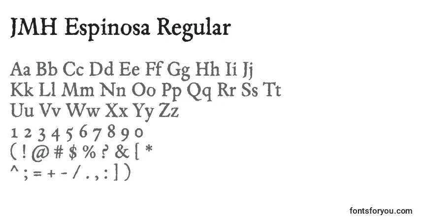 Schriftart JMH Espinosa Regular – Alphabet, Zahlen, spezielle Symbole