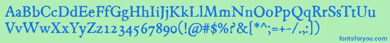 JMH Espinosa Regular Font – Blue Fonts on Green Background