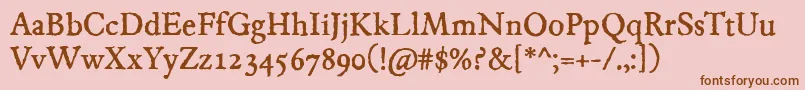 JMH Espinosa Regular-Schriftart – Braune Schriften auf rosa Hintergrund
