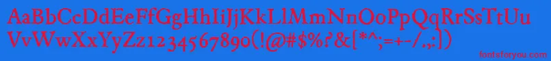 JMH Espinosa Regular Font – Red Fonts on Blue Background