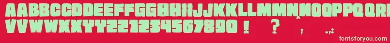 JMH EXTRA Font – Green Fonts on Red Background