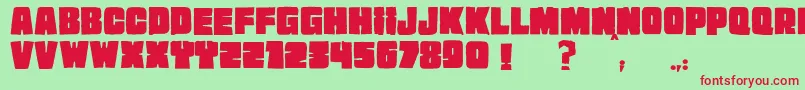 フォントJMH EXTRA – 赤い文字の緑の背景