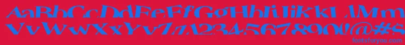 Troug-Schriftart – Blaue Schriften auf rotem Hintergrund