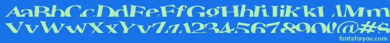 フォントTroug – 青い背景に緑のフォント