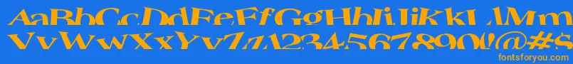 Troug-Schriftart – Orangefarbene Schriften auf blauem Hintergrund