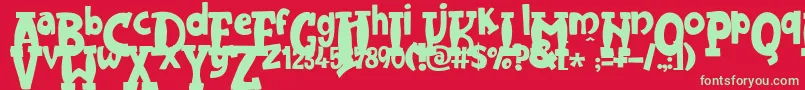 フォントJMH Harry Dickson One – 赤い背景に緑の文字