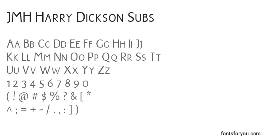 A fonte JMH Harry Dickson Subs (130904) – alfabeto, números, caracteres especiais