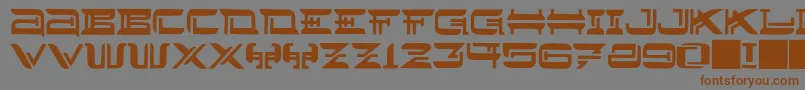 フォントJMH Lee West – 茶色の文字が灰色の背景にあります。