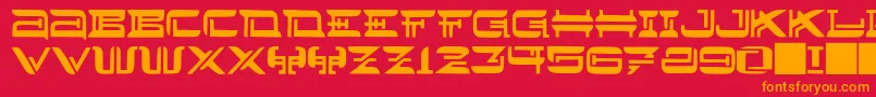 フォントJMH Lee West – 赤い背景にオレンジの文字