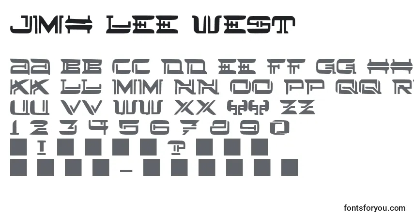 Schriftart JMH Lee West (130910) – Alphabet, Zahlen, spezielle Symbole