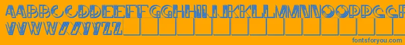 Fonte JMH Linart II Caps – fontes azuis em um fundo laranja