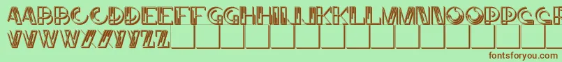 フォントJMH Linart II Caps – 緑の背景に茶色のフォント