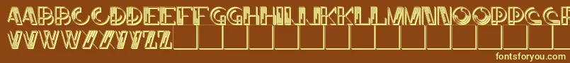 JMH Linart II Caps-fontti – keltaiset fontit ruskealla taustalla