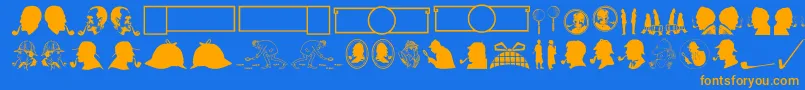 JMH Memorias Dingbats Font – Orange Fonts on Blue Background