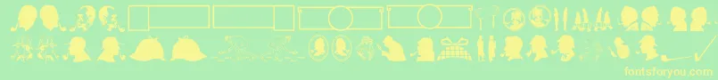 JMH Memorias Dingbats Font – Yellow Fonts on Green Background