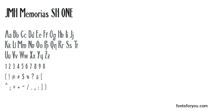 Schriftart JMH Memorias SH ONE (130917) – Alphabet, Zahlen, spezielle Symbole