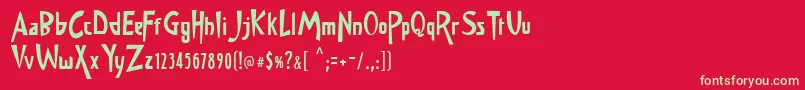JMH Memorias SH TWO Font – Green Fonts on Red Background