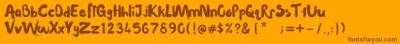 Saiba mais sobre a fonte WaterlilyScript Fonte WaterlilyScript – fontes marrons em um fundo laranja
