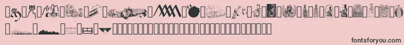 フォントJMH Moreneta Dingbats – ピンクの背景に黒い文字