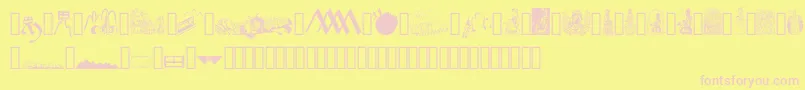 Fonte JMH Moreneta Dingbats – fontes rosa em um fundo amarelo