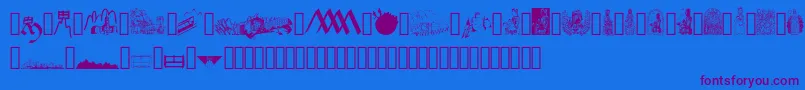 JMH Moreneta Dingbats-Schriftart – Violette Schriften auf blauem Hintergrund