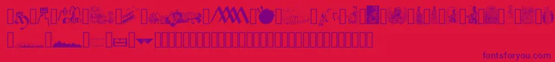 JMH Moreneta Dingbats Font – Purple Fonts on Red Background