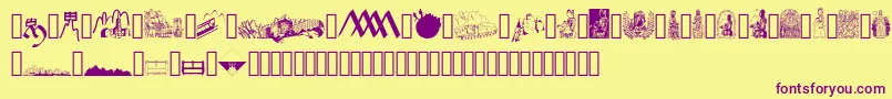 JMH Moreneta Dingbats Font – Purple Fonts on Yellow Background