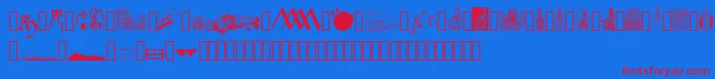 JMH Moreneta Dingbats-Schriftart – Rote Schriften auf blauem Hintergrund