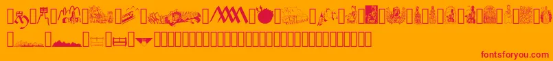 Więcej informacji o czcionce JMH Moreneta Dingbats Czcionka JMH Moreneta Dingbats – czerwone czcionki na pomarańczowym tle