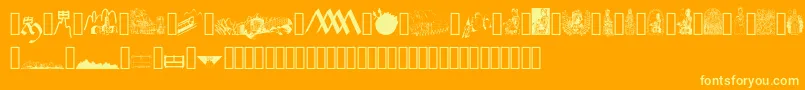 JMH Moreneta Dingbats Font – Yellow Fonts on Orange Background