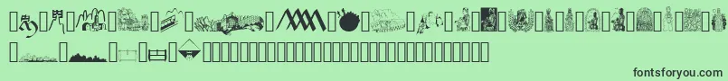 Fonte JMH Moreneta Dingbats – fontes pretas em um fundo verde