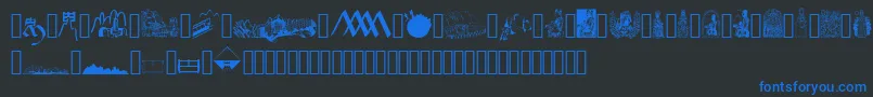 JMH Moreneta Dingbats Font – Blue Fonts on Black Background