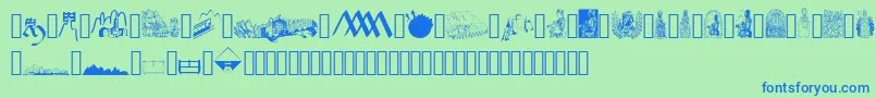 JMH Moreneta Dingbats Font – Blue Fonts on Green Background