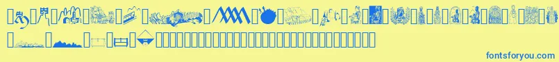 JMH Moreneta Dingbats Font – Blue Fonts on Yellow Background