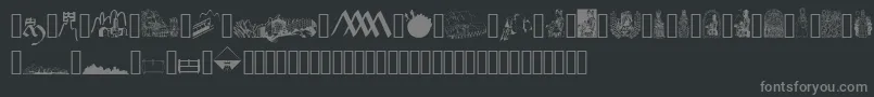 JMH Moreneta Dingbats-fontti – harmaat kirjasimet mustalla taustalla