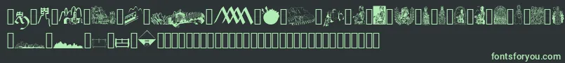 フォントJMH Moreneta Dingbats – 黒い背景に緑の文字