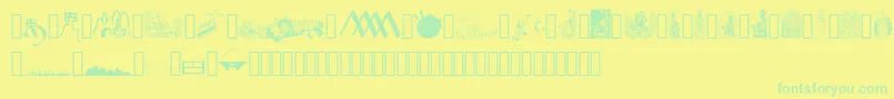 Czcionka JMH Moreneta Dingbats – zielone czcionki na żółtym tle