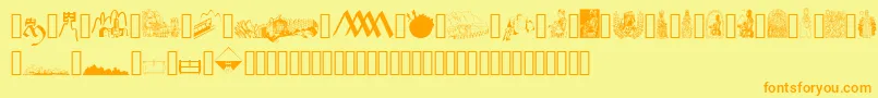 JMH Moreneta Dingbats Font – Orange Fonts on Yellow Background