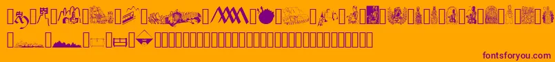 Шрифт JMH Moreneta Dingbats – фиолетовые шрифты на оранжевом фоне