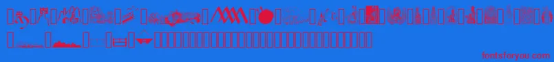 JMH Moreneta Dingbats Font – Red Fonts on Blue Background