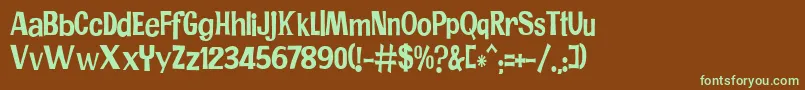JMH PR COND Font – Green Fonts on Brown Background