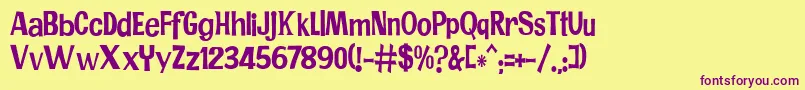 JMH PR COND Font – Purple Fonts on Yellow Background