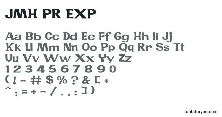 Fuente JMH PR EXP - alfabeto, números, caracteres especiales