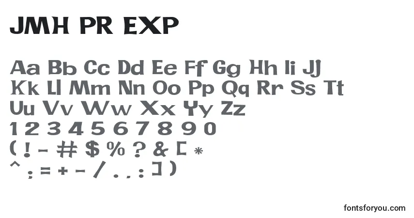 A fonte JMH PR EXP (130925) – alfabeto, números, caracteres especiais